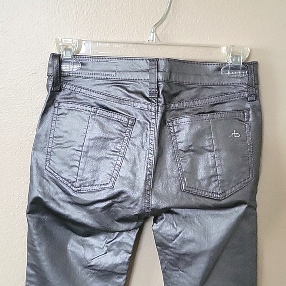 Rag & Bone Pewter Metallic Skinny Jean Leggings - Size 25 - Picture 5 of 9